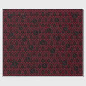 Gotische Rood Zwarte Damast Monogram Cadeaupapier (Vlak)