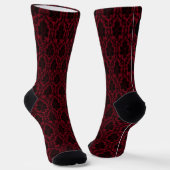 Gotische Rood Zwarte Damast Monogram Sokken (Gebogen)