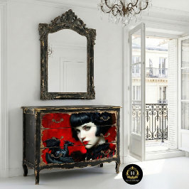 Gotische Rood Zwarte Draak Vrouw Fantasie Decoupag Tissuepapier