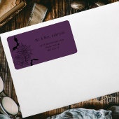 Gotische Roos Bat Spiderweb Paarse bruiloft adres Etiket