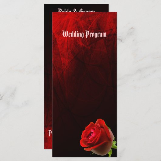 Gotische Roos bruiloft programma Kaart (Voorkant / Achterkant)
