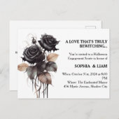 Gotische Roos Halloween Feestelijke Uitnodiging (Voorkant / Achterkant)