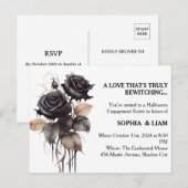 Gotische Roos Halloween verlovingsfeest uitnodigin Briefkaart (Voorkant / Achterkant)