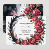 Gotische Roos Lijst bruiloft Kaart (Voorkant / Achterkant)