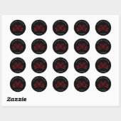 Gotische roos rood zwart bruiloft ronde sticker (Vel)