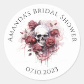 Gotische Roos Schedel Bruiloft Dank Je Ronde Sticker (Voorkant)