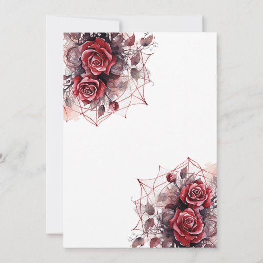 Gotische Roos schedel Halloween bruiloft Kaart (Achterkant)