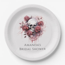 Gotische Roos schedel Halloween Vrijgezellenfeest Papieren Bordje