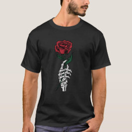 Gotische Roos & Skelet Hand Design — Donkere Roman T-shirt