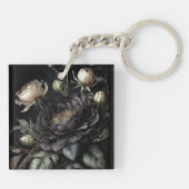 Gotische roos zwart bloemstuk sleutelhanger (Achterkant)