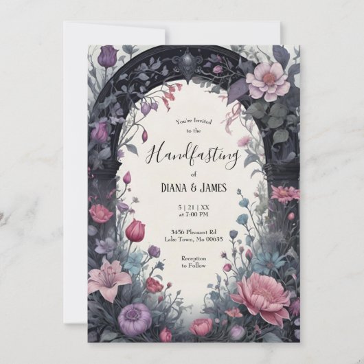 Gotische roze bloementuin poort heidense handvaste kaart (Voorkant)