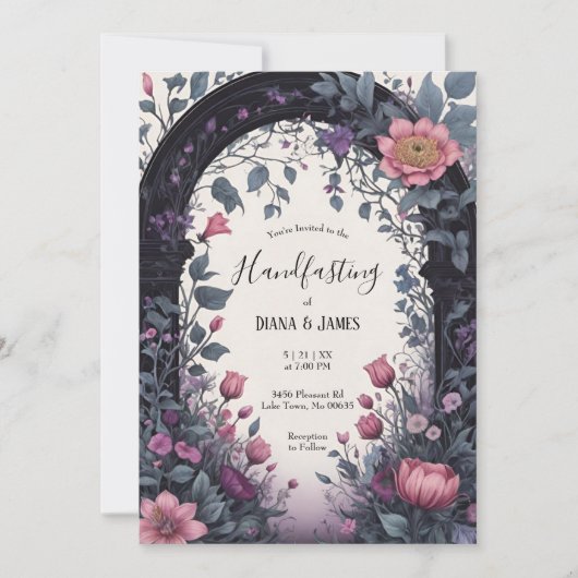 Gotische roze bloementuin poort heidense handvaste kaart (Voorkant)