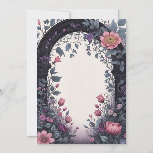 Gotische roze bloementuin poort heidense handvaste kaart (Achterkant)