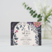 Gotische roze bloementuin poort heidense handvaste save the date (Staand voorkant)