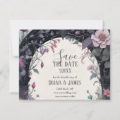 Gotische roze bloementuin poort heidense handvaste save the date (Voorkant)