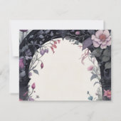 Gotische roze bloementuin poort heidense handvaste save the date (Achterkant)