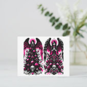 Gotische Roze en Zwarte Engel Kerstbomen Briefkaart (Staand voorkant)
