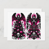 Gotische Roze en Zwarte Engel Kerstbomen Briefkaart (Voorkant / Achterkant)