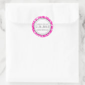 Gotische Roze & Witte Bloeiende Envelopverbindinge Ronde Sticker (Tas)