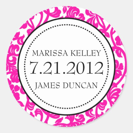 Gotische Roze & Witte Bloeiende Envelopverbindinge Ronde Sticker (Voorkant)