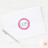 Gotische Roze & Witte Bloeiende Envelopverbindinge Ronde Sticker (Envelop)