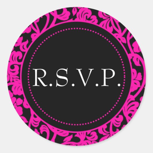 Gotische Roze & Zwart Bloeiende Envelopverbindinge Ronde Sticker (Voorkant)