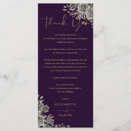 Gotische Rozen Bloemen Bruiloft Bedankt Plaatskaar Menu