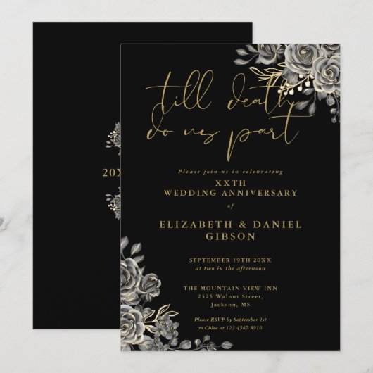 Gotische Rozen Bloemen Bruiloft Jubileum Kaart (Voorkant / Achterkant)