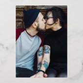 Gotische Rozen Bloemen Foto Huwelijk Zwart en Goud Folie Uitnodiging (Achterkant)