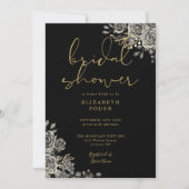 Gotische Rozen Bloemen Zwart en Goud Vrijgezellenf Kaart (Voorkant)