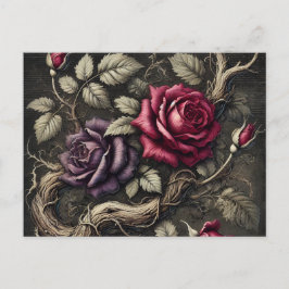 gotische Rozen Briefkaart | Elegante bloemenkunst