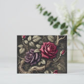  gotische Rozen Briefkaart | Elegante bloemenkunst (Staand voorkant)