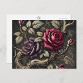  gotische Rozen Briefkaart | Elegante bloemenkunst (Voorkant / Achterkant)