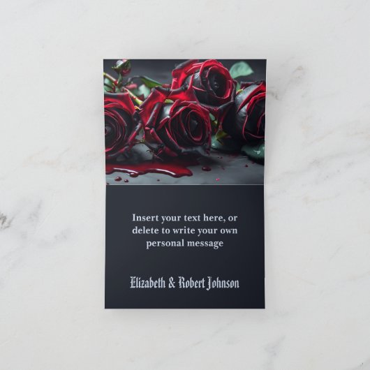 Gotische Rozen bruiloft Bedankkaart (Binnen)