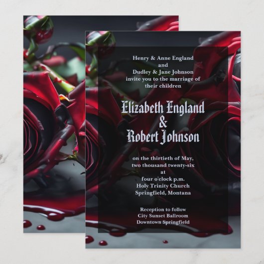 Gotische Rozen bruiloft Kaart (Voorkant / Achterkant)