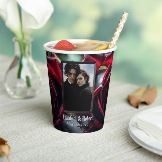 Gotische Rozen bruiloft Papieren Bekers (Insitu)