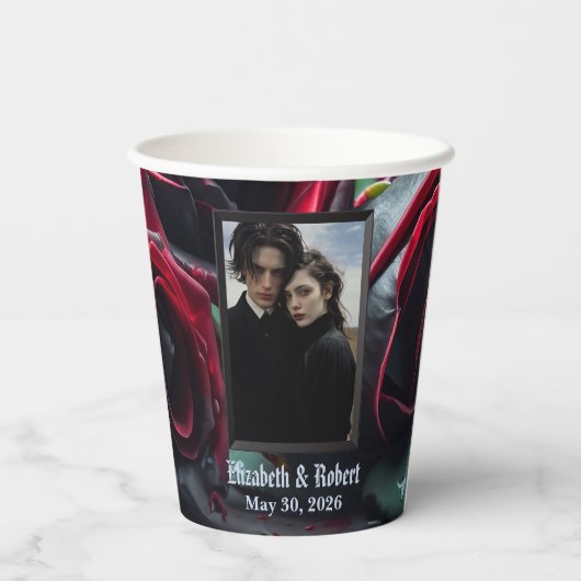 Gotische Rozen bruiloft Papieren Bekers (Achterkant)