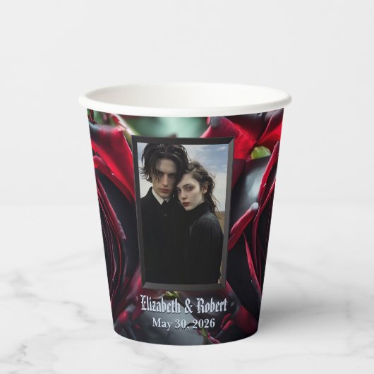 Gotische Rozen bruiloft Papieren Bekers (Voorkant)