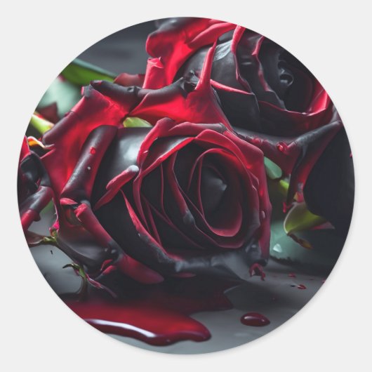 Gotische Rozen bruiloft Ronde Sticker (Voorkant)