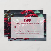 Gotische Rozen bruiloft RSVP Kaartje (Voorkant / Achterkant)