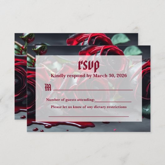 Gotische Rozen bruiloft RSVP Kaartje (Voorkant / Achterkant)