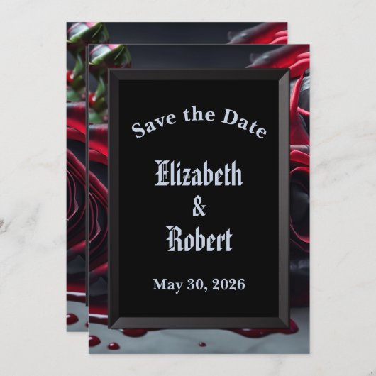 Gotische Rozen bruiloft Save The Date (Voorkant / Achterkant)