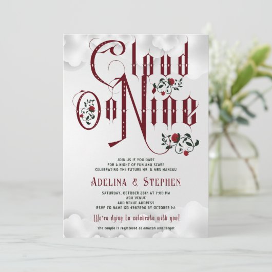 Gotische Rozen Cloud Negen Koppels Trouwdouche Kaart (Staand voorkant)