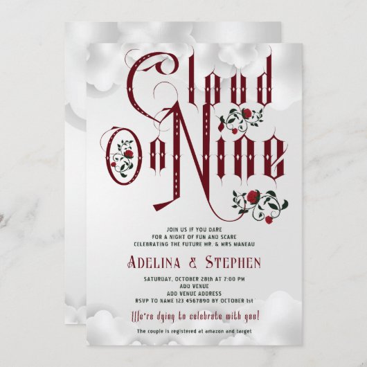 Gotische Rozen Cloud Negen Koppels Trouwdouche Kaart (Voorkant / Achterkant)