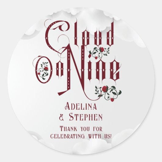 Gotische Rozen Cloud Nine Halloween Bruiloft Ronde Sticker (Voorkant)