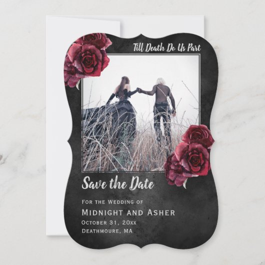 Gotische Rozen donker sparen de Datum Save The Date (Voorkant)
