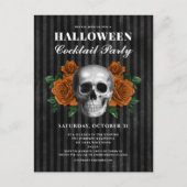 Gotische Rozen en schedel Halloween Cocktail Party Briefkaart (Voorkant)
