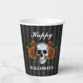 Gotische Rozen en schedel Happy Halloween Papieren Bekers (Achterkant)