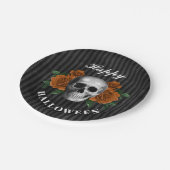 Gotische Rozen en schedel Happy Halloween Papieren Bordje (Gekanteld)