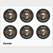 Gotische Rozen en schedel Happy Halloween Ronde Sticker (Vel)
